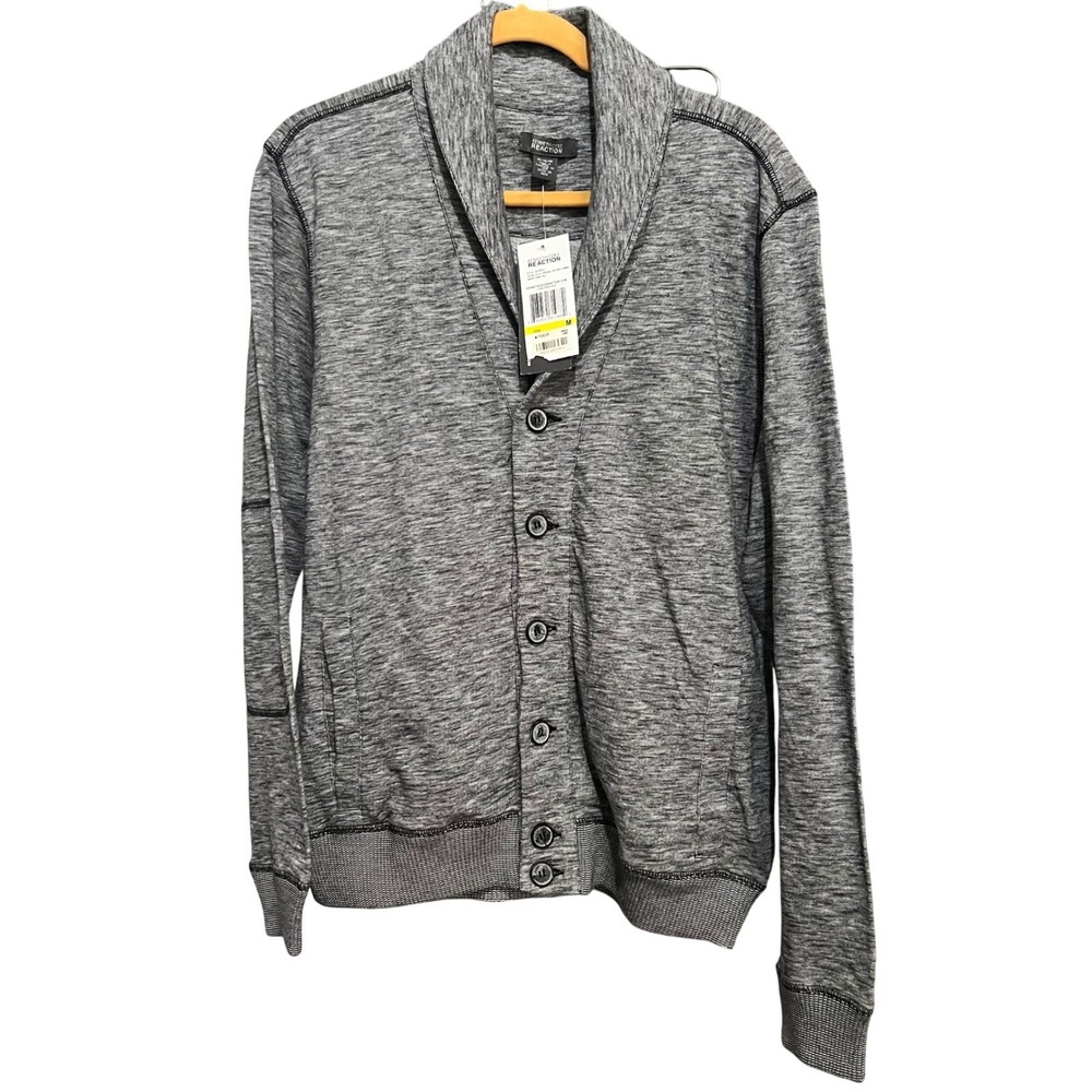 Kenneth Cole Reaction Men's Medium Heathered Gray Shawl Collar Cardigan‎ Sweater